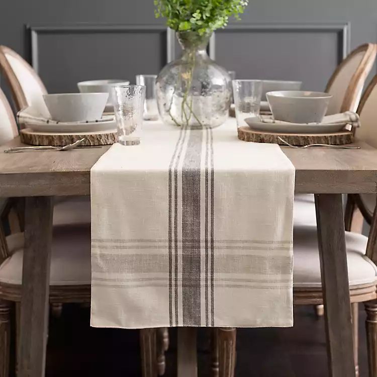 Charcoal Stripe Farmhouse Table Runner | Kirkland's Home