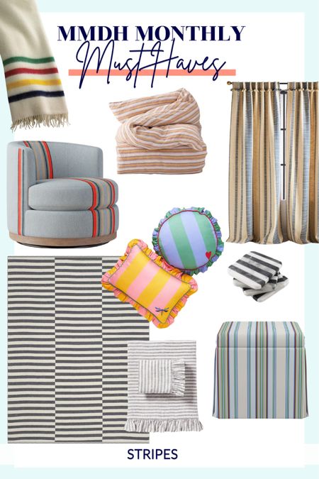 Here are 3 EASY ways to have fun with stripes in your home.

1️⃣ Accessories: If you are into even more minimal additions to test the waters: grab a tray, some towels, a candle, or a book with stripes!

2️⃣ Throw Pillows and blankets: These are a wildly easy high-impact addition for mixing, matching… and testing the ultimate potential of pattern play that is right for you!

3️⃣ Rugs, wallpaper, + window treatments: These feel more major, but there is absolutely no reason to not go for it with the versatility of stripes.

I promise you, they “go” with everythingI!

#LTKhome #LTKstyletip