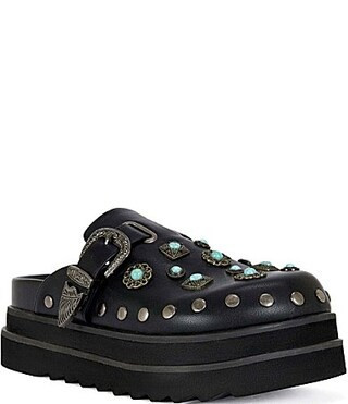 Azalea Wang Mavis Studded Buckle Strap Platform Mules - 9 | Dillard's