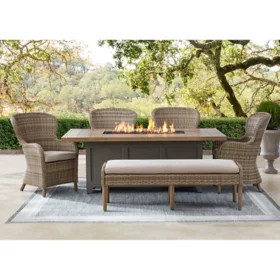 Member's Mark Rosehill Fire Dining Set with Sunbrella Fabric, 6pc | Sam's Club