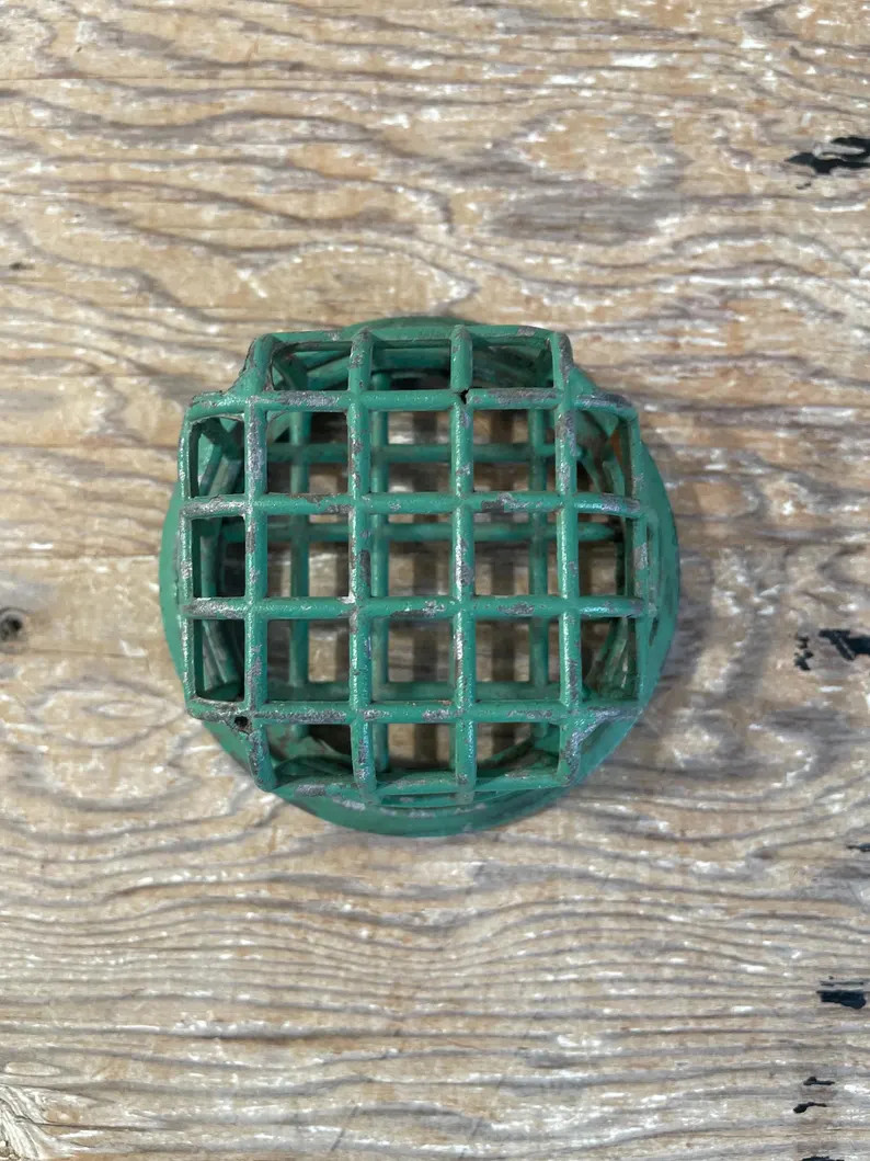 Vintage Green Metal Flower Frog - Cage Style Floral Frog - Weathered Paint - Floral Arranging Too... | Etsy (US)