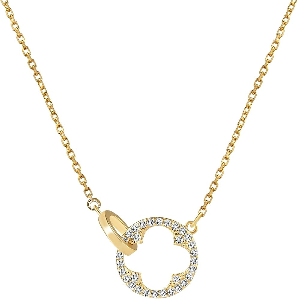 Necklace 14K Gold Rhinestone Dainty Gold Plated Necklace Cute Sister Necklaces Pendat Necklace fo... | Amazon (US)