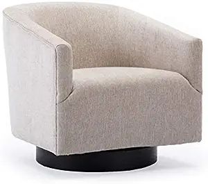 Amazon.com: Comfort Pointe Geneva Beige Oatmeal Fabric Wooden Base Swivel Chair : Home & Kitchen | Amazon (US)