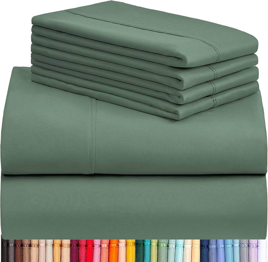 LuxClub 6 PC Full Sheet Set, Rayon Made from Bamboo Bed Sheets, Deep Pockets 18" Eco Friendly Wri... | Amazon (US)