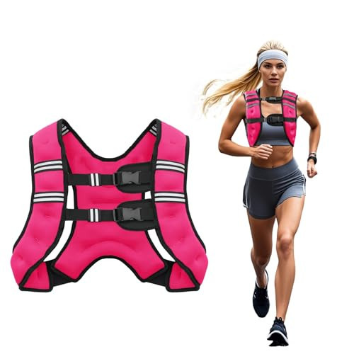 Poudee Weighted Vest, 12LB Weight Vest for Men Women, Body Weight Vests Adjustable with Reflective Stripe for Strength Training, Running, Training Workout, Jogging, Walking - 12LB, PINK | Amazon (US)