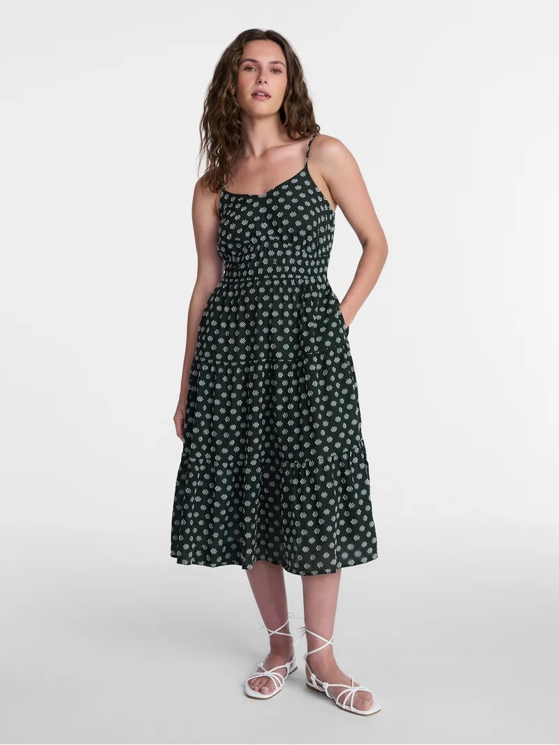Time and Tru Women's Spaghetti Strap Midi Dress, Sizes XS-XXXL | Walmart (US)