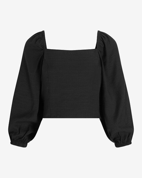 Cropped Tie Back Puff Sleeve Top | Express