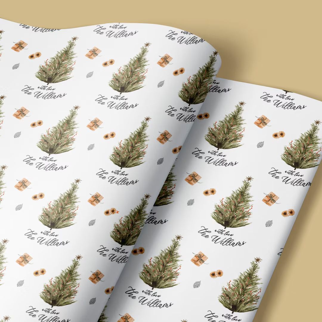 Personalized Gift Wrap: Christmas Tree Custom Wrapping Paper - Etsy | Etsy (US)