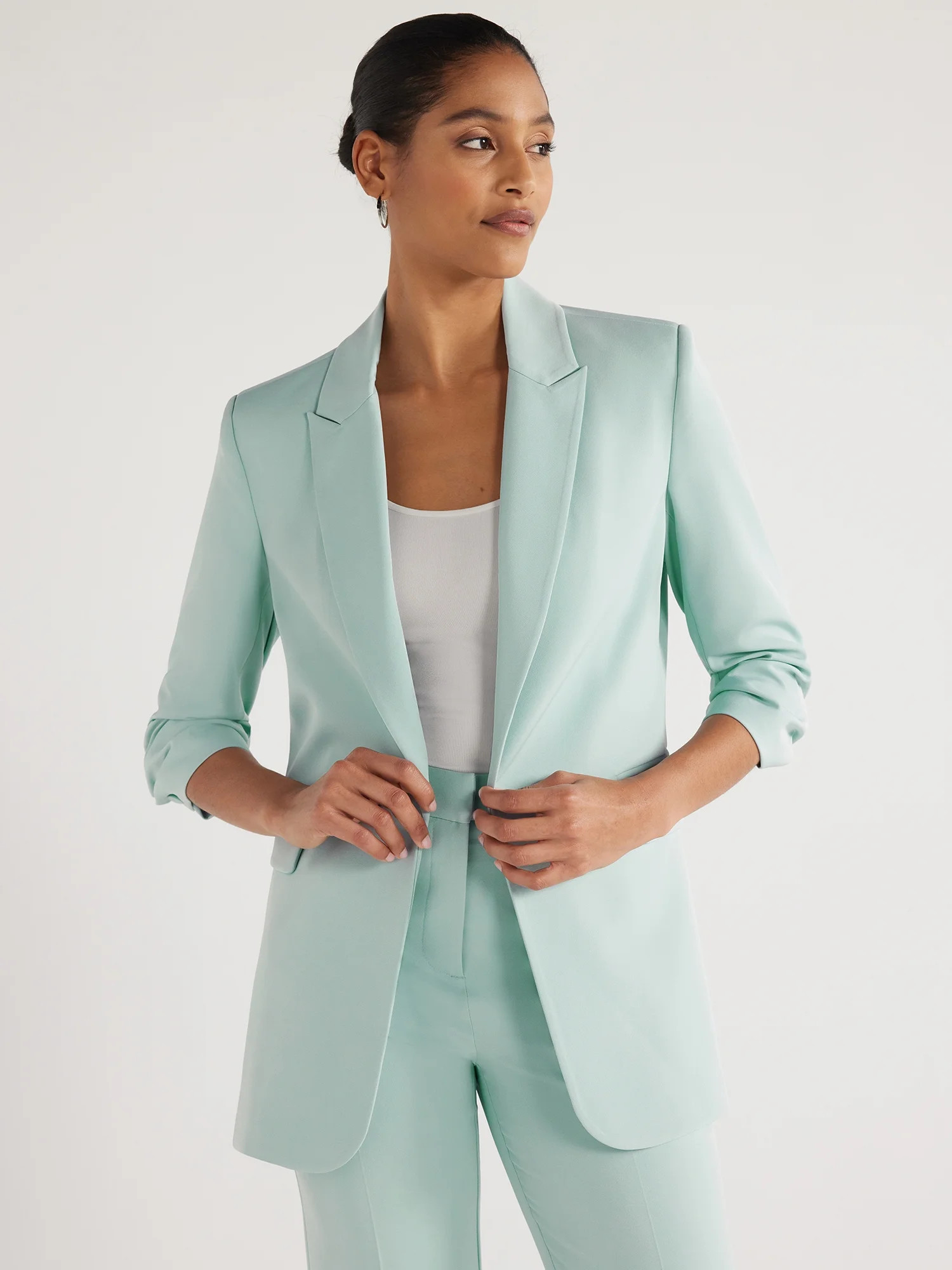 Scoop Women's Relaxed Fit Scrunch Sleeve Blazer, Sizes XS-XXL | Walmart (US)