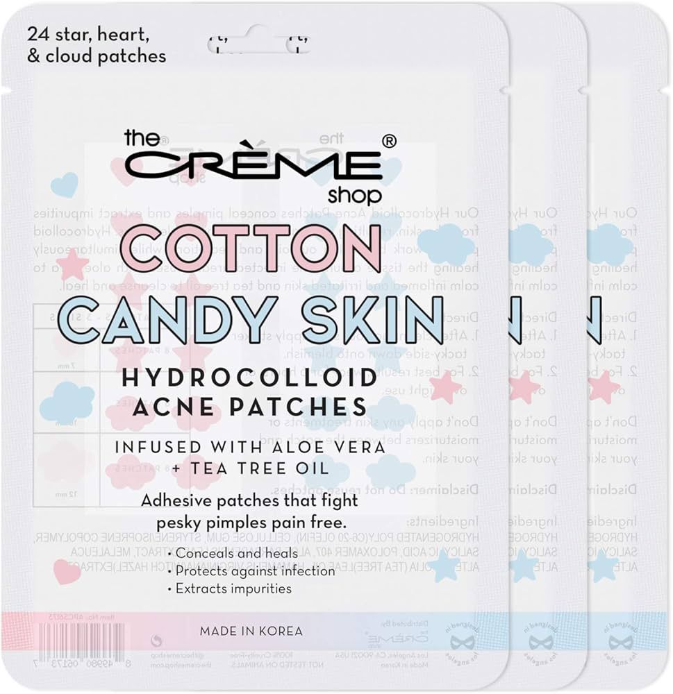 The Crème Shop Cotton Candy Skin Hydrocolloid Acne Patches, Acne Healing Dots, Acne Stickers, Ac... | Amazon (US)