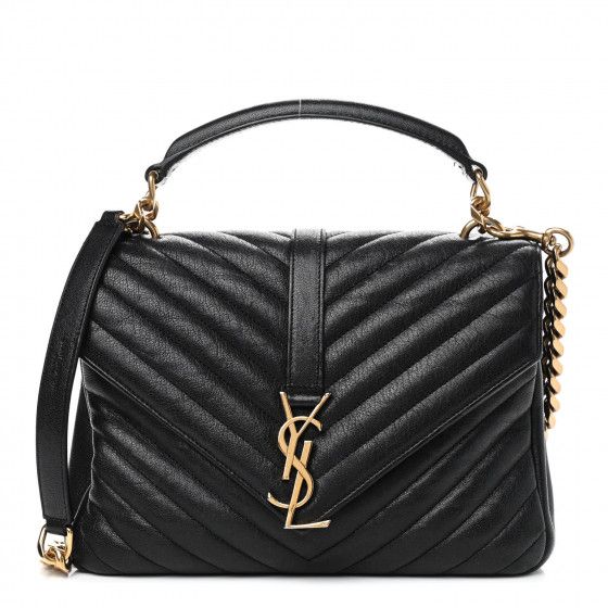 SAINT LAURENT

Sheepskin Matelasse Chevron Monogram Medium College Bag Black | Fashionphile