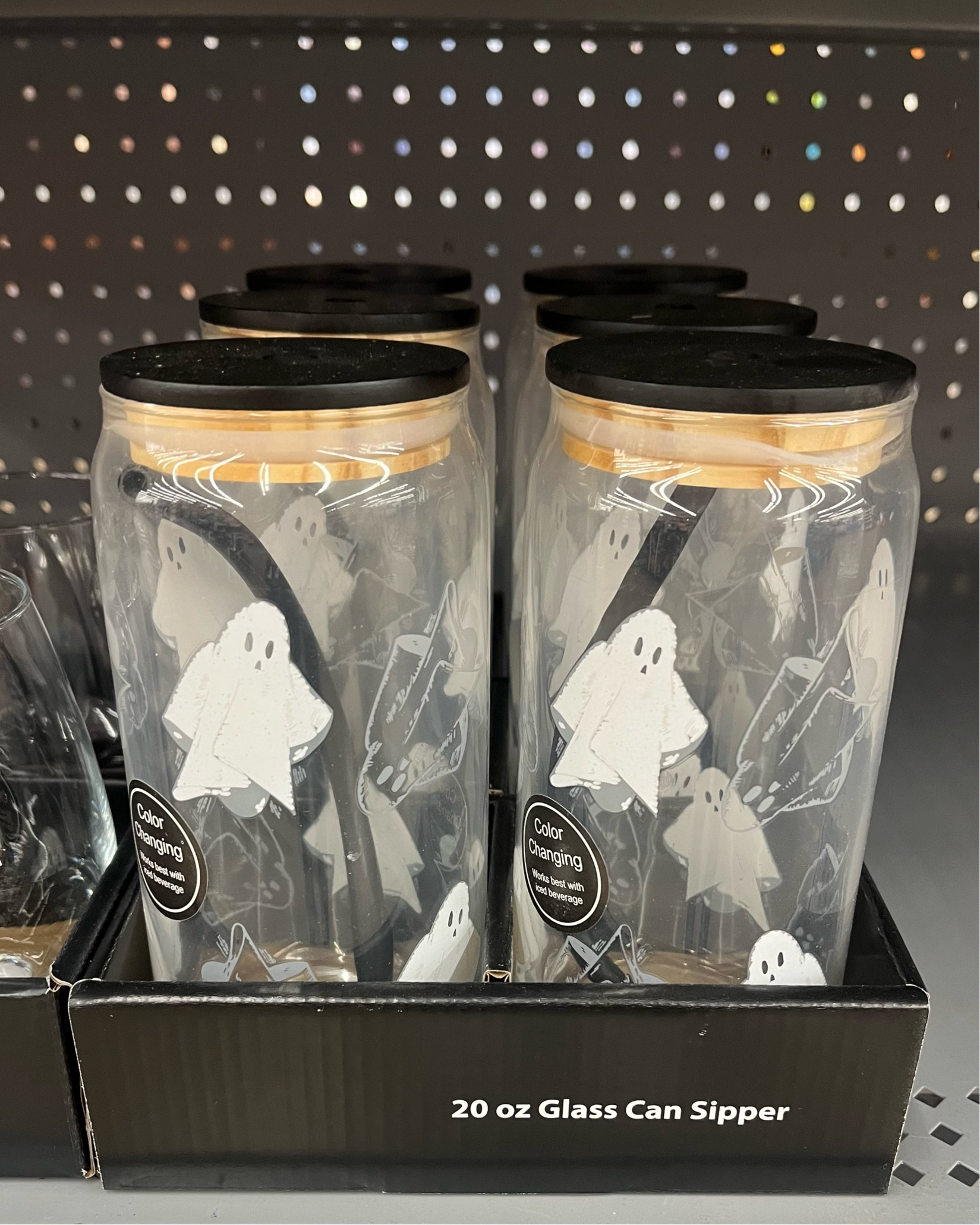 Way to Celebrate 20oz Color Changing Glass Ghost Sipper with Lid & Silicone  Straw