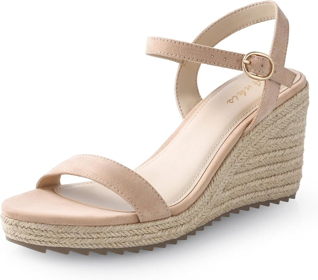 Ankis Platform Wedge Sandals for Women, Black Brown White Nude Espadrille Womens Wedge Sandals Co... | Amazon (US)