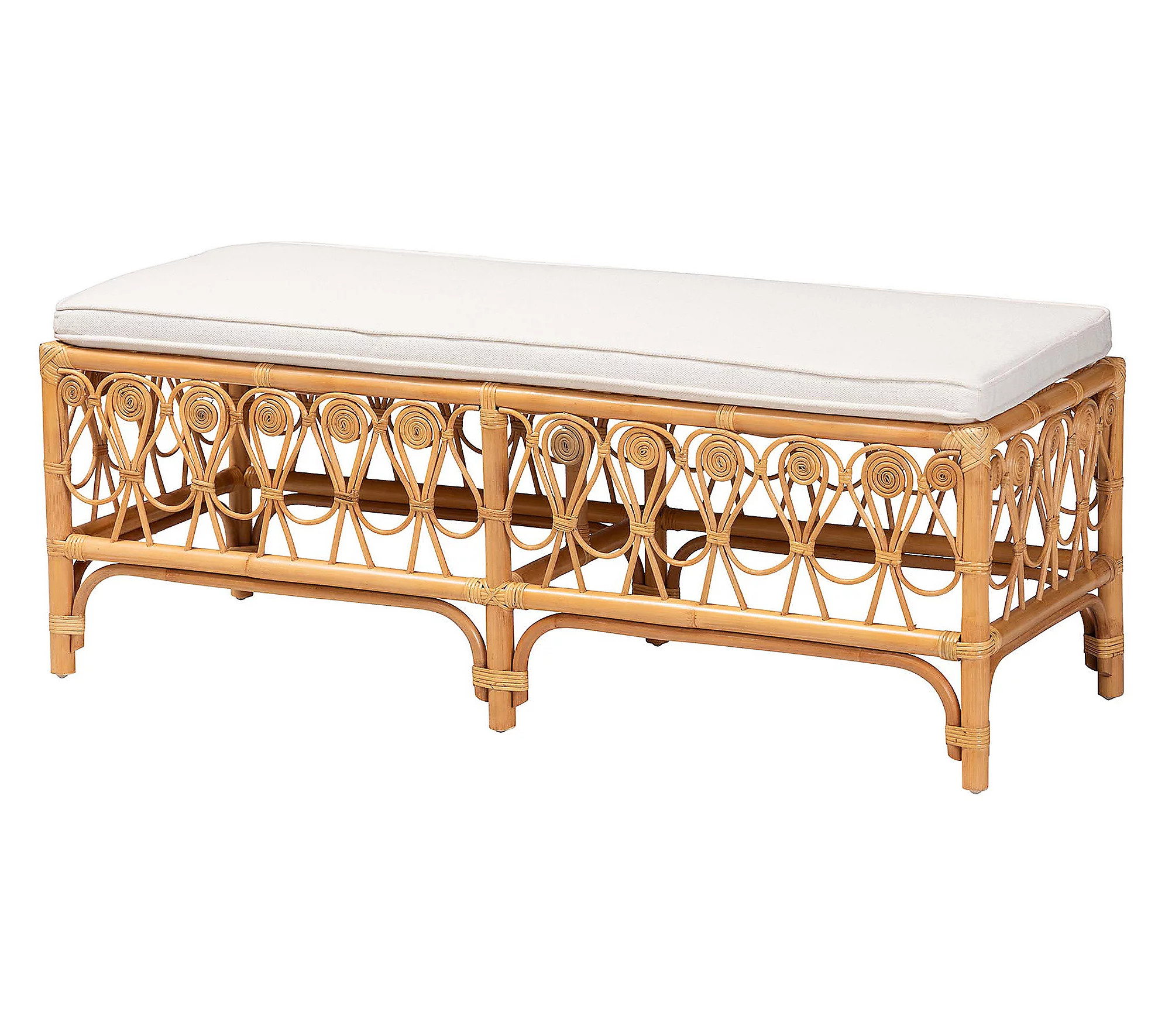 bali & pari Ibiza Natural Rattan Accent Bench | QVC