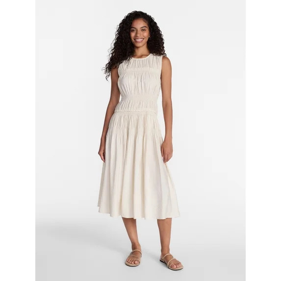 Time and Tru Women's Sleeveless Smocked Midi Dress, Sizes XS-XXXL | Walmart (US)
