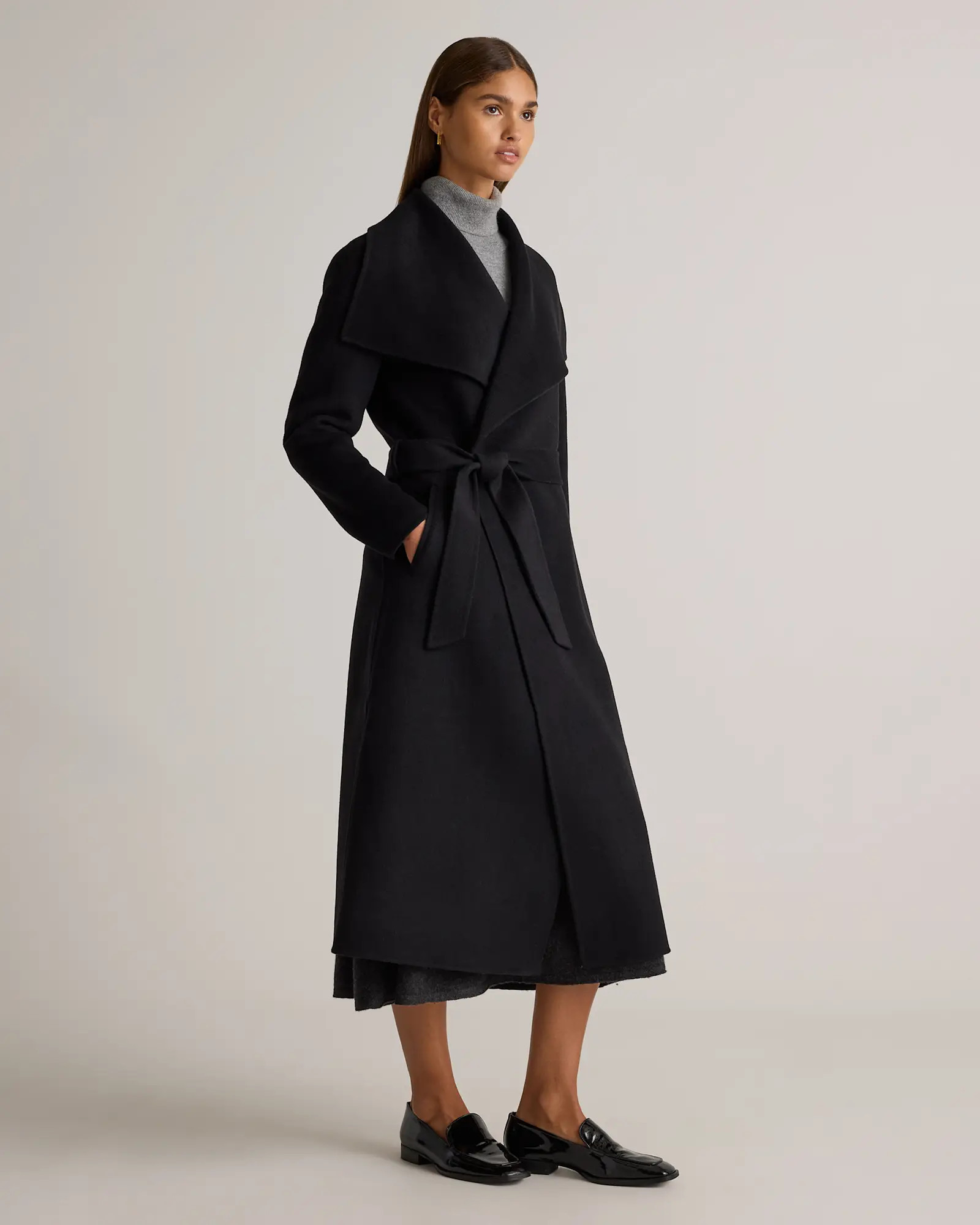 Double-Faced Merino Wool Draped Collar Wrap Coat | Quince