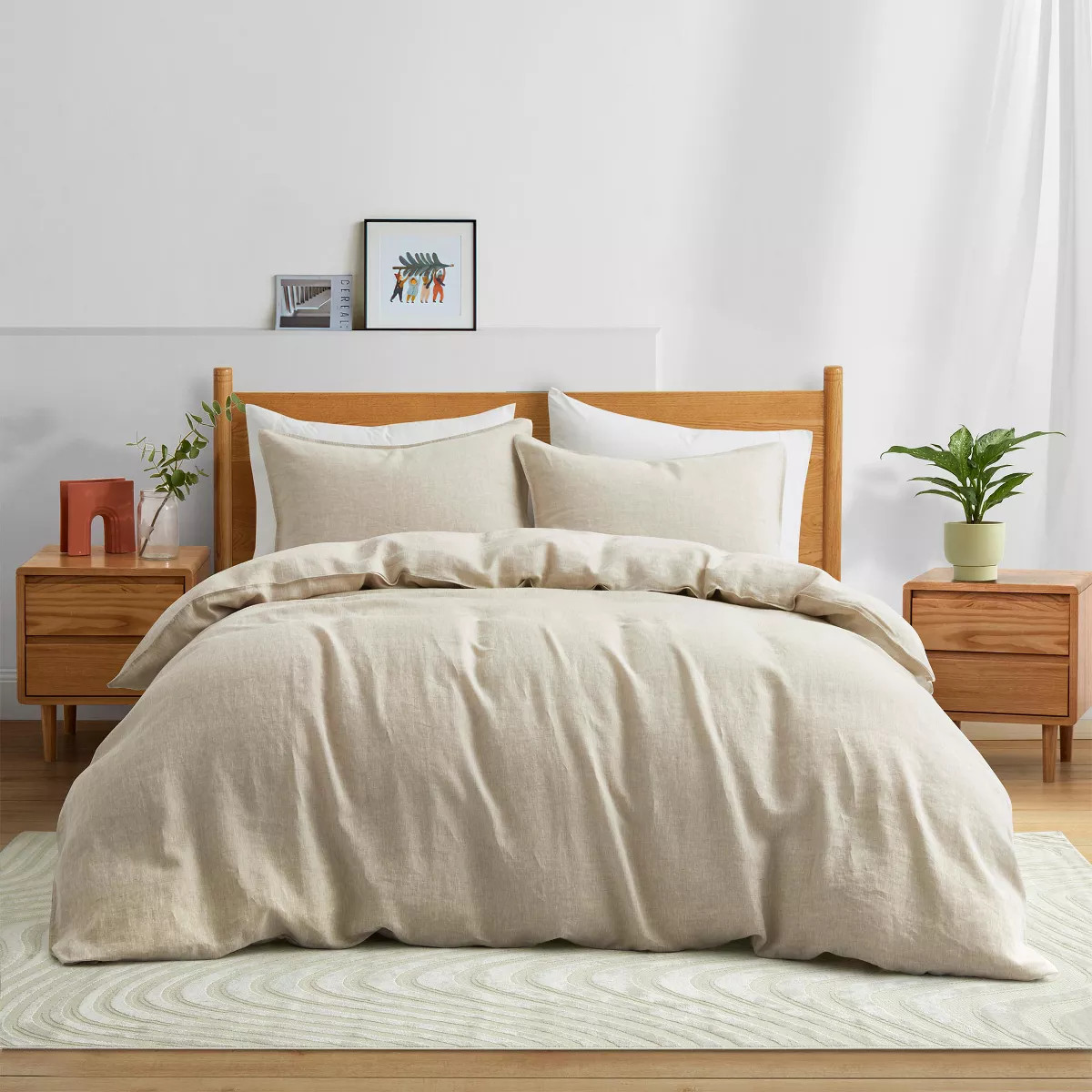 Peace Nest Classic 100% Linen Duvet Cover and Pillow Sham Set | Target