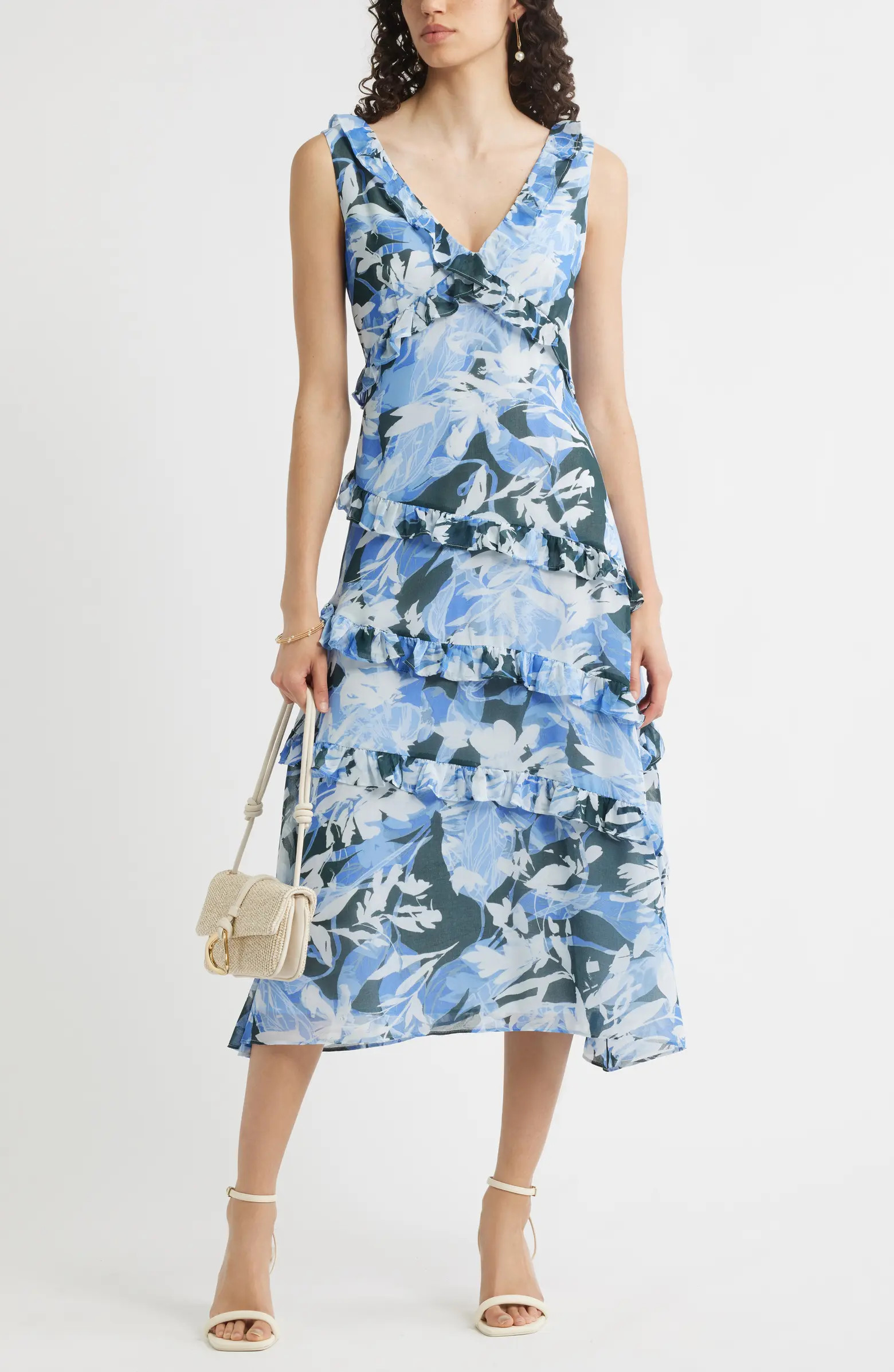 Tiered Ruffle Chiffon Midi Dress | Nordstrom