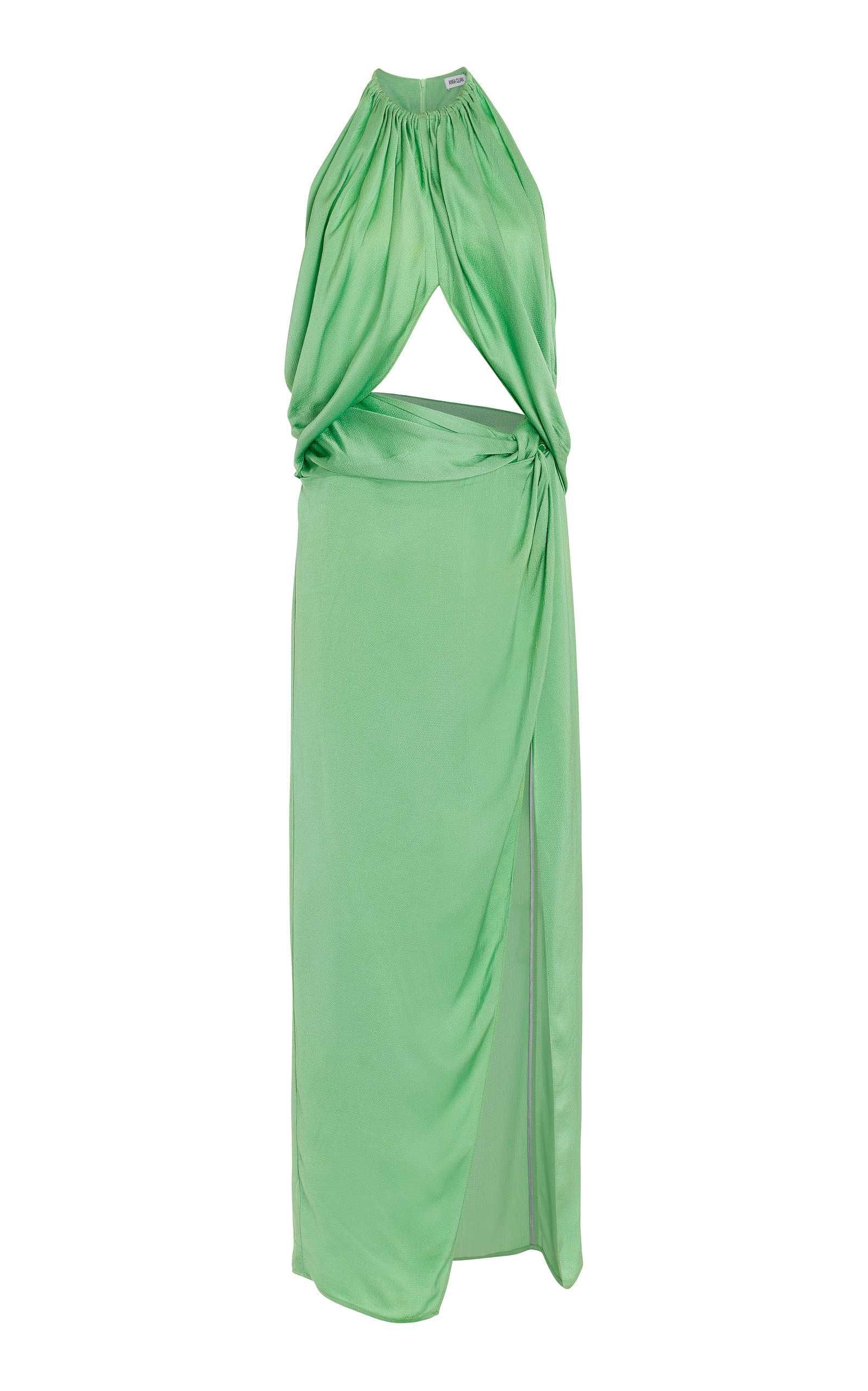 Elyse Draped Satin Maxi Halter Dress | Moda Operandi (Global)