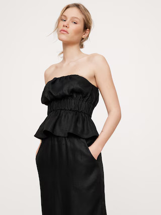 Strapless Linen Peplum Top | Banana Republic (US)