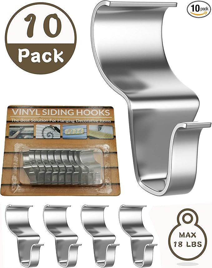 Vinyl Siding Hooks - Siding Clips for Hanging No-Hole Needed Low Profile Heavy Duty Wreath Hanger... | Amazon (US)