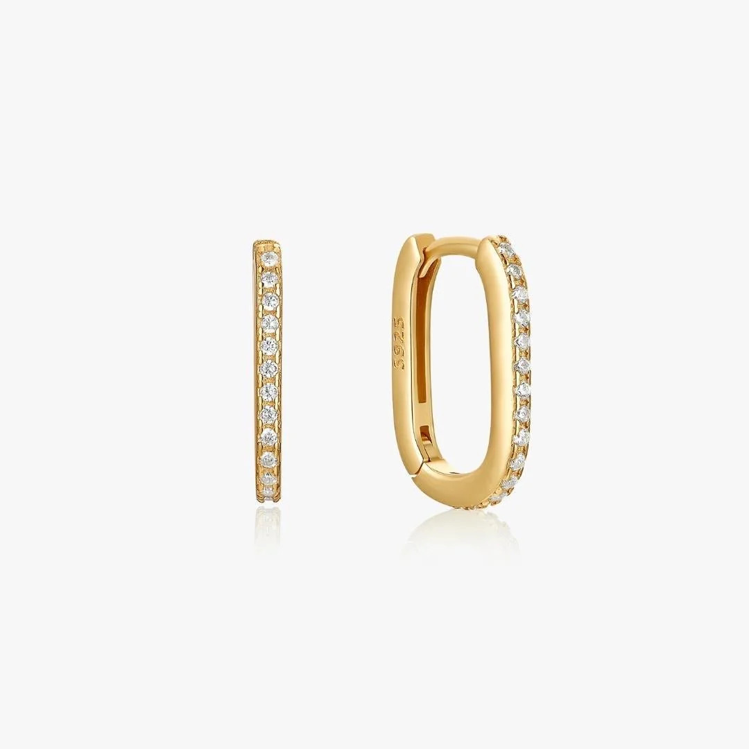 Oval Pave Huggies in Gold | Flaire & Co.