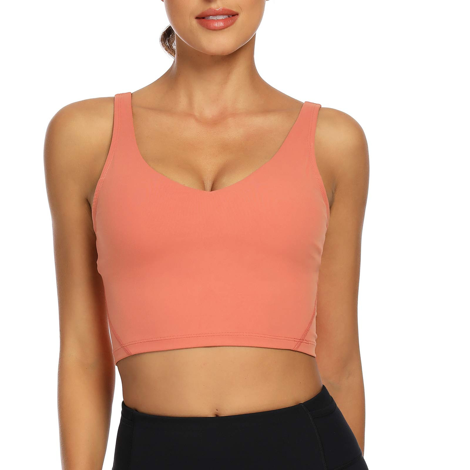 Women Sports Bra Longline Crop Tank Top Padded Workout Running Yoga | Amazon (US)