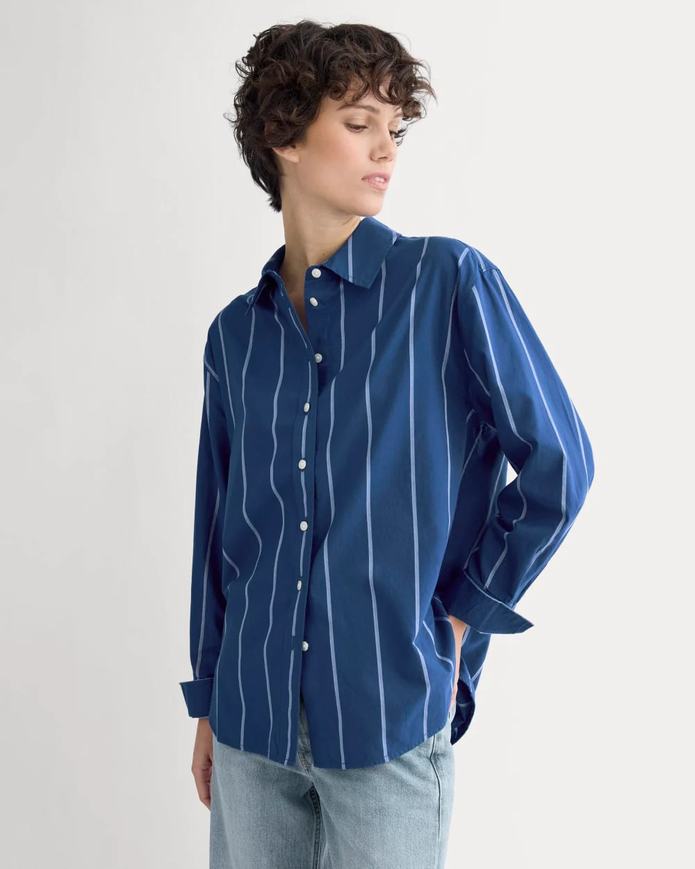 Everyday Shirt in Silky Cotton | Estate Blue/Open Air/White | Everlane