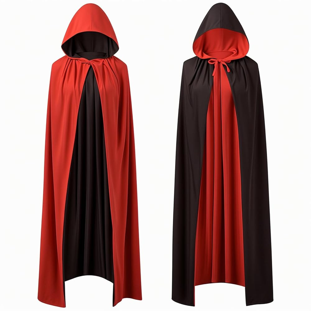 55'' Adult Unisex Vampire Costume Accessories - Halloween Cape With Reversible Hooded Cloak and T... | Amazon (US)