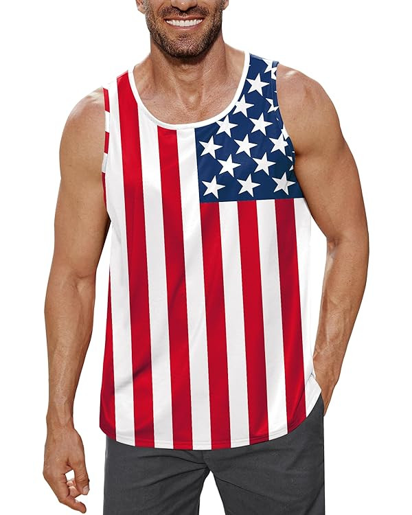 Arvilhill Men's 4th of July Tank Tops American Flag Graphic Sleeveless Shirt (S-3XL) | Amazon (US)