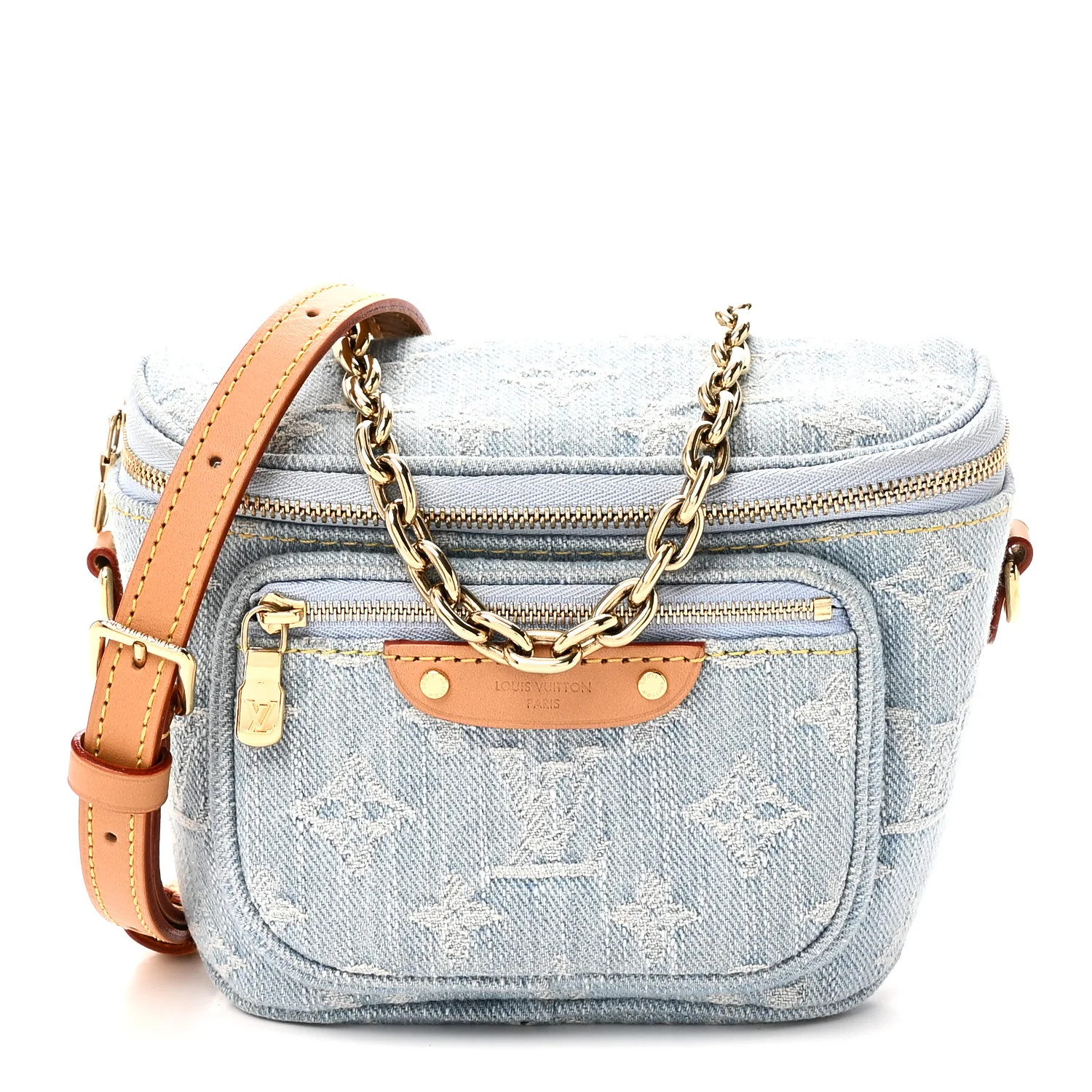 Monogram Denim Mini Bumbag Sky Blue | FASHIONPHILE (US)