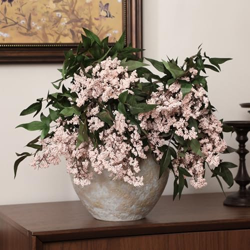 Zeyune 3 Pcs Artificial Pink Berry Stem 35 Inch Spring Faux Flowers Picks Branches Fake Realistic... | Amazon (US)