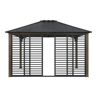 Hampton Bay Iron Creek 11 ft. x 13 ft. Black Hard Top Gazebo | The Home Depot