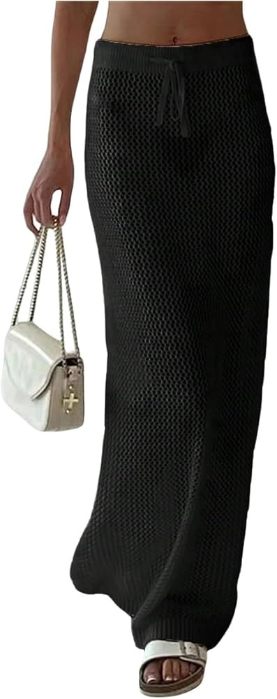 GORGLITTER Women's Crochet Swim Skirt Bikini Cover Up Elastic Waist Swimsuit Coverup Long Beach C... | Amazon (US)