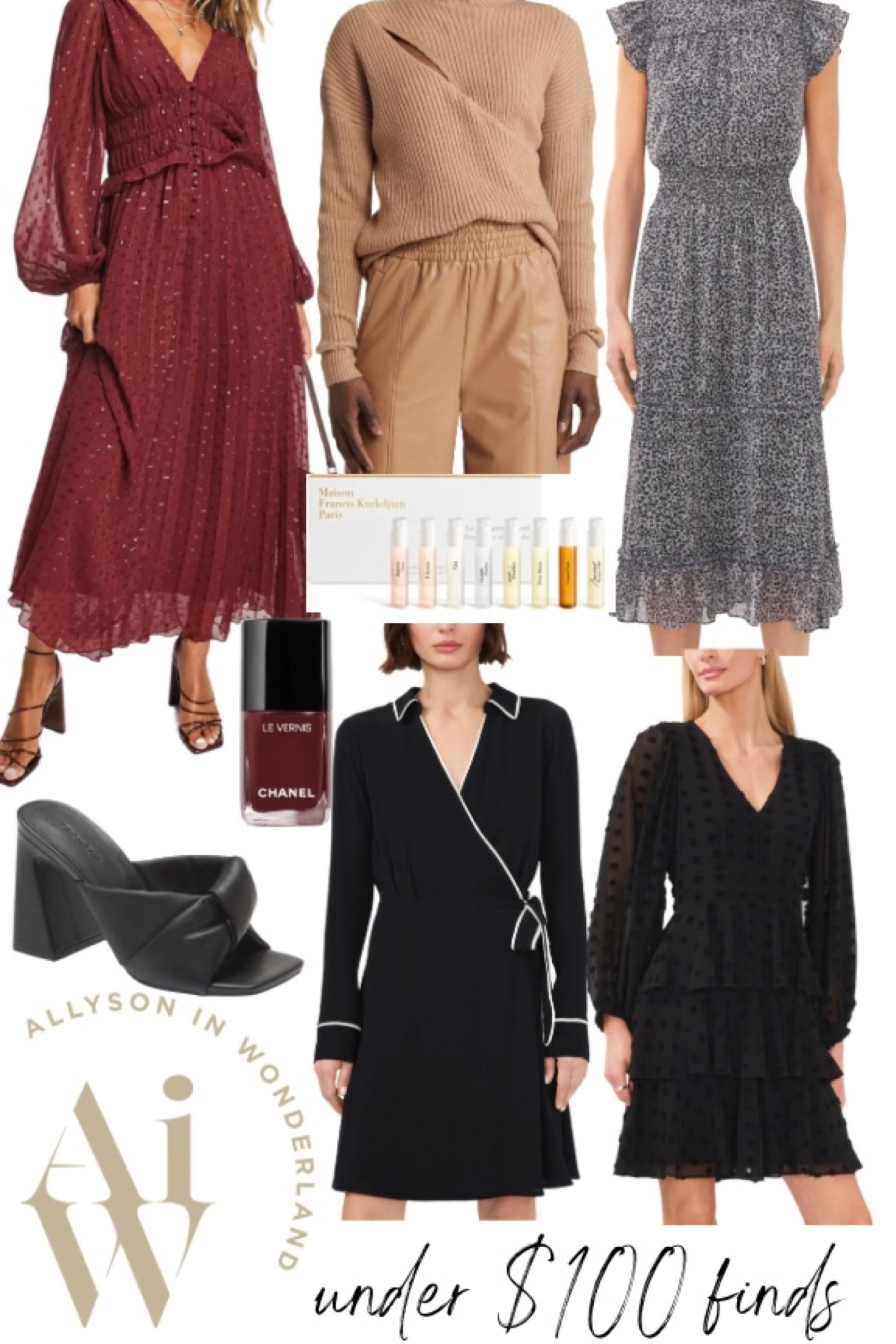 Dress
Sweater
Wrap dress 
Sandal 

#LTKunder100 #LTKshoecrush #LTKFind