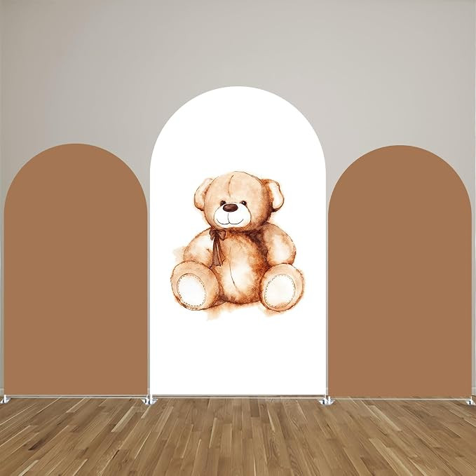 AOSTO Bear Theme Teddy Arch Backdrop Cover for Birthday Baby Shower Party Decoration Bilayer Stre... | Amazon (US)