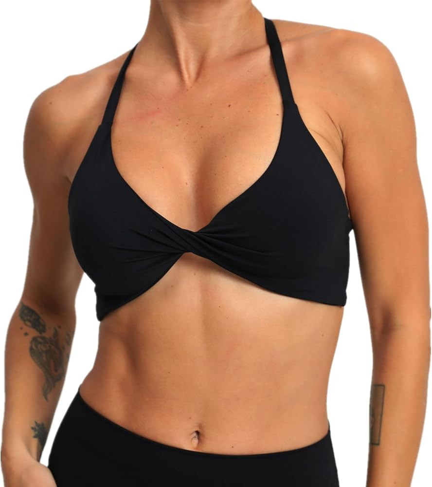 ABOCIW Sports Bras for Women Twist Criss-Cross Back Padded Workout Tank Tops Low Impact Gym Yoga ... | Amazon (US)