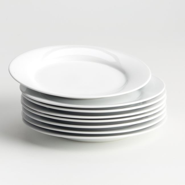 Aspen Rimmed Porcelain Salad Plates, Set of 8 | Crate & Barrel