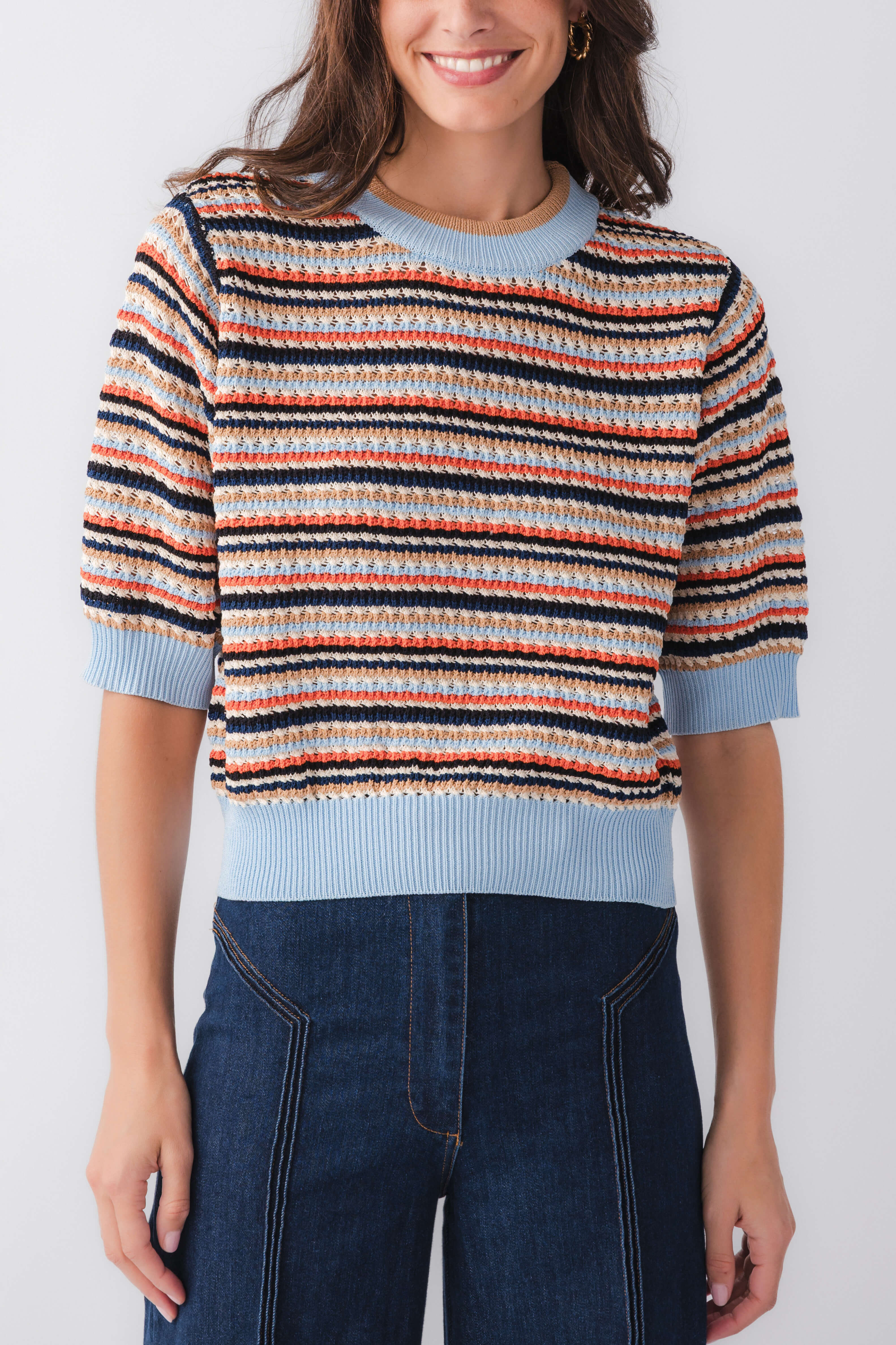 THML Striped Crochet Top | Social Threads