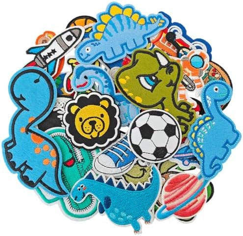 Iron on Patches for Boys, Assorted Embroidered Iron on/Sew on Decorative Applique Patches for Kid... | Amazon (US)