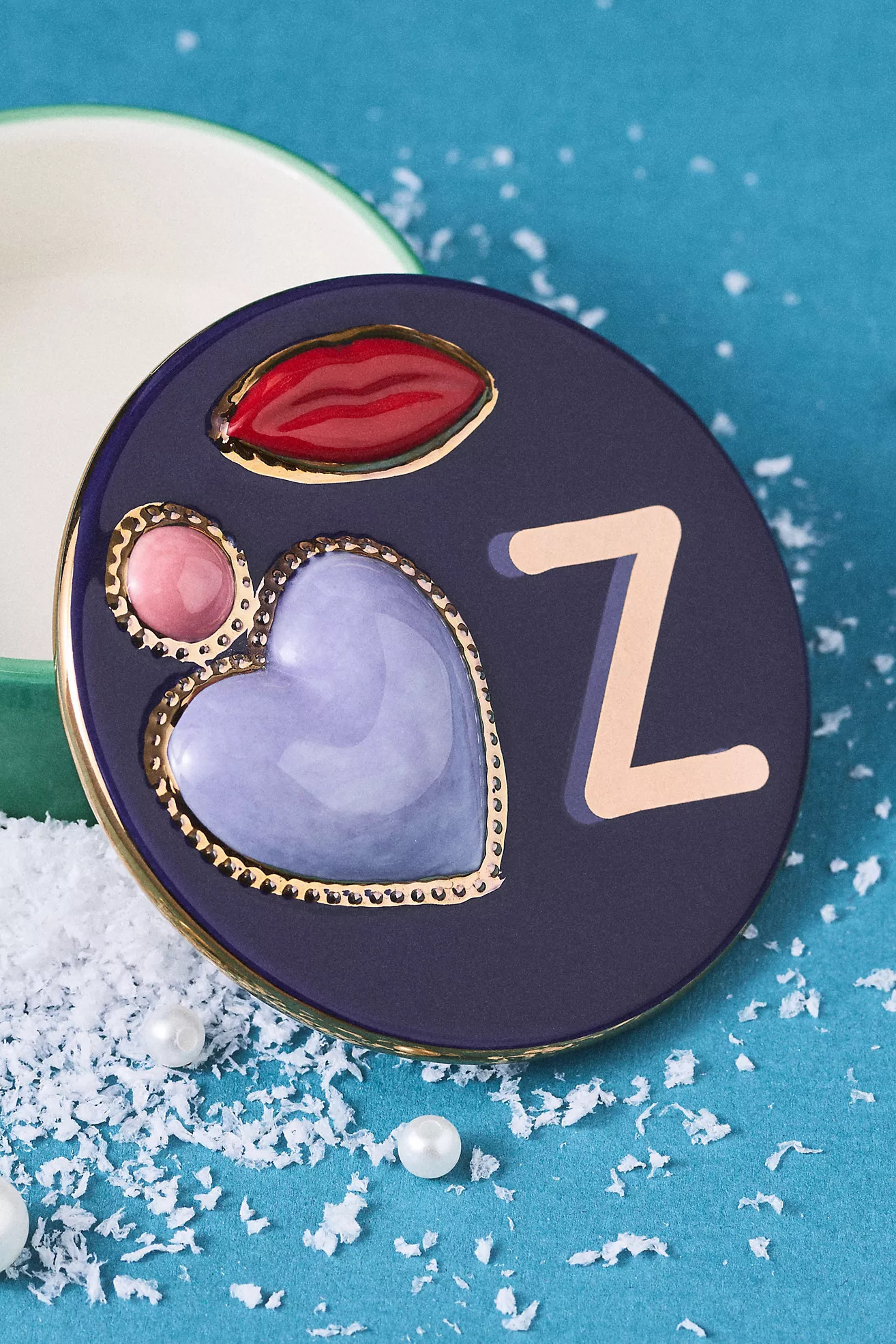 Handpainted Stoneware Monogram Trinket Box | Anthropologie (US)