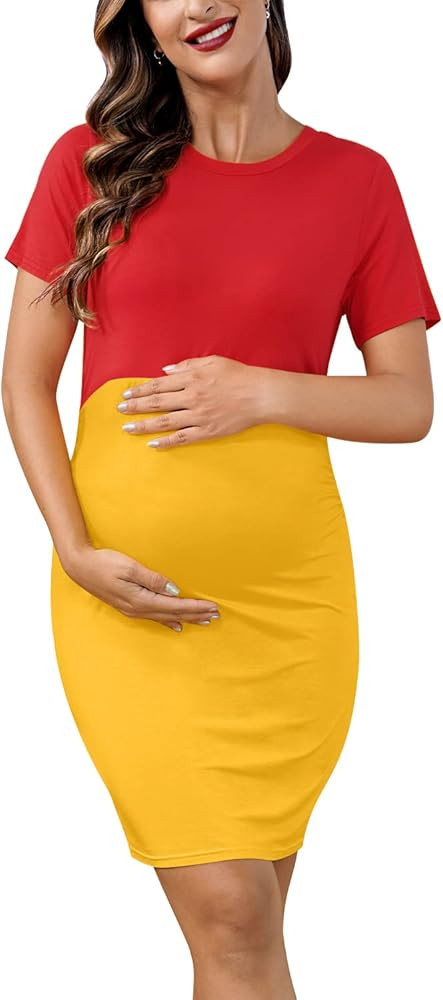 For G and PL Women's Halloween Short Sleeve Maternity Mini Dress with Hair Band | Amazon (US)