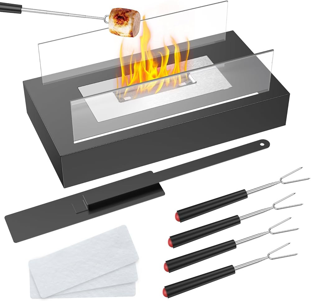 Tabletop Fire Pit - Safer Stainless Steel Small Table Fireplace for Dinner Parties, Smores Maker ... | Amazon (US)