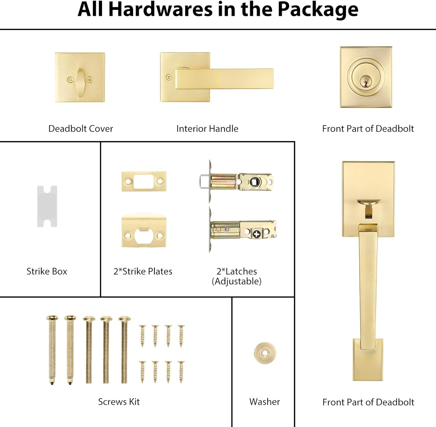 Haidms Gold Front Door Handle and Deadbolt Set, Entry Door Handle and Deadbolt with Reversible Ha... | Amazon (US)