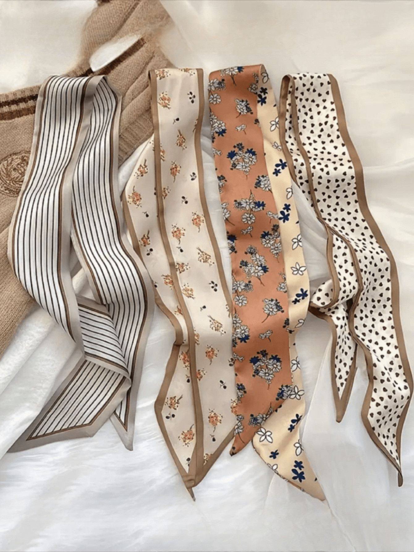 Elegant Long Scarves Set - Versatile Hair Ties, Chic Bag Accessories, Retro Decorative Accents Fo... | SHEIN