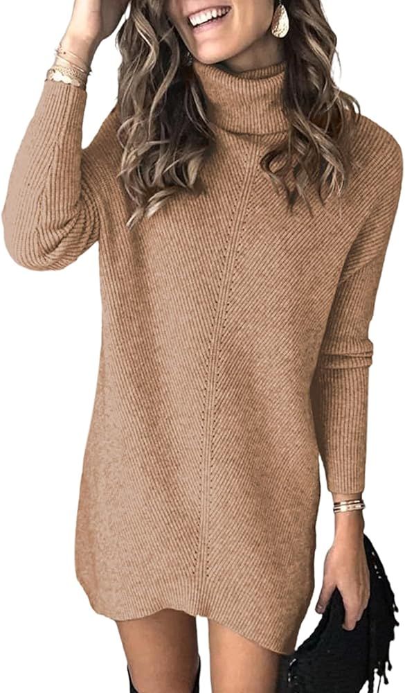 AZOKOE Women Slim Fit Knit Bodycon Mini Sweater Dress Jumper | Amazon (US)