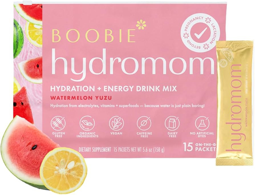 Boobie Hydromom Superfood Electrolyte Drink Mix, Watermelon Yuzu | Refreshing Energy & Hydration ... | Amazon (US)