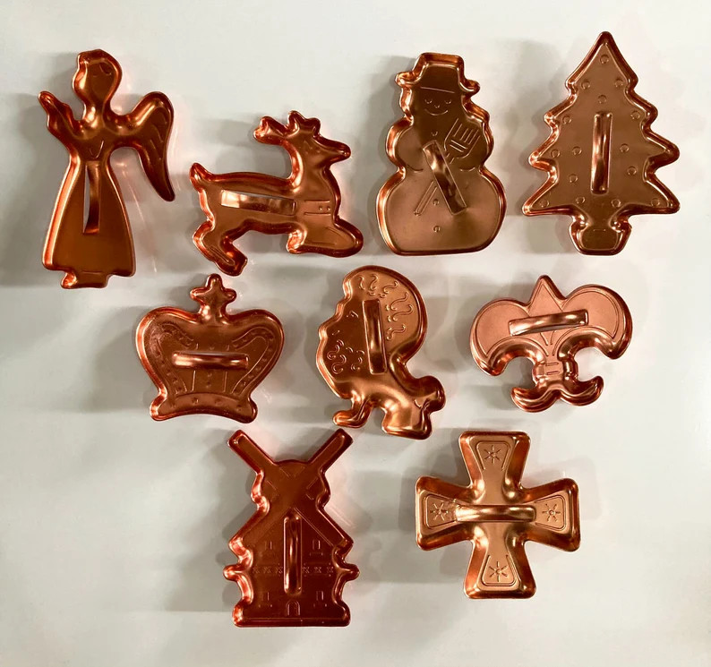 Vintage 60's Christmas Copper Tone Cookie Cutters by Mirro Lot of 9 Holiday Farmhouse Display - E... | Etsy (US)