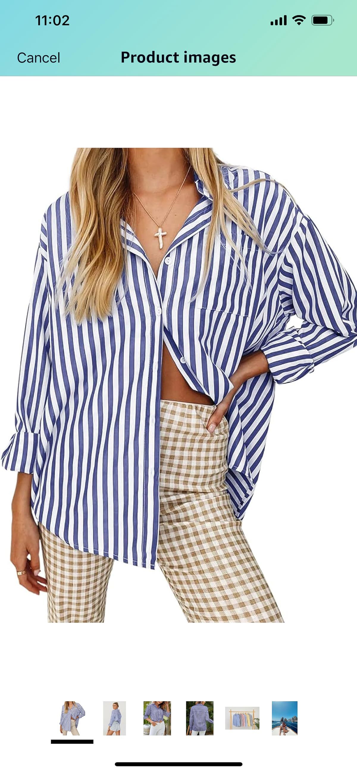 thefabland Women's Blouses Striped Long Sleeve Shirts Button Down Loose Fit Casual Tops | Amazon (US)