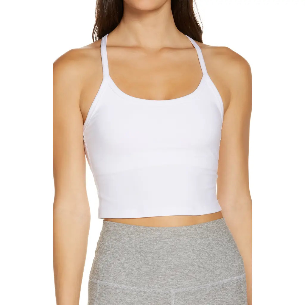 Beyond Yoga Space Dye Slim Racerback Crop Tank in Cloud White at Nordstrom, Size Medium | Nordstrom